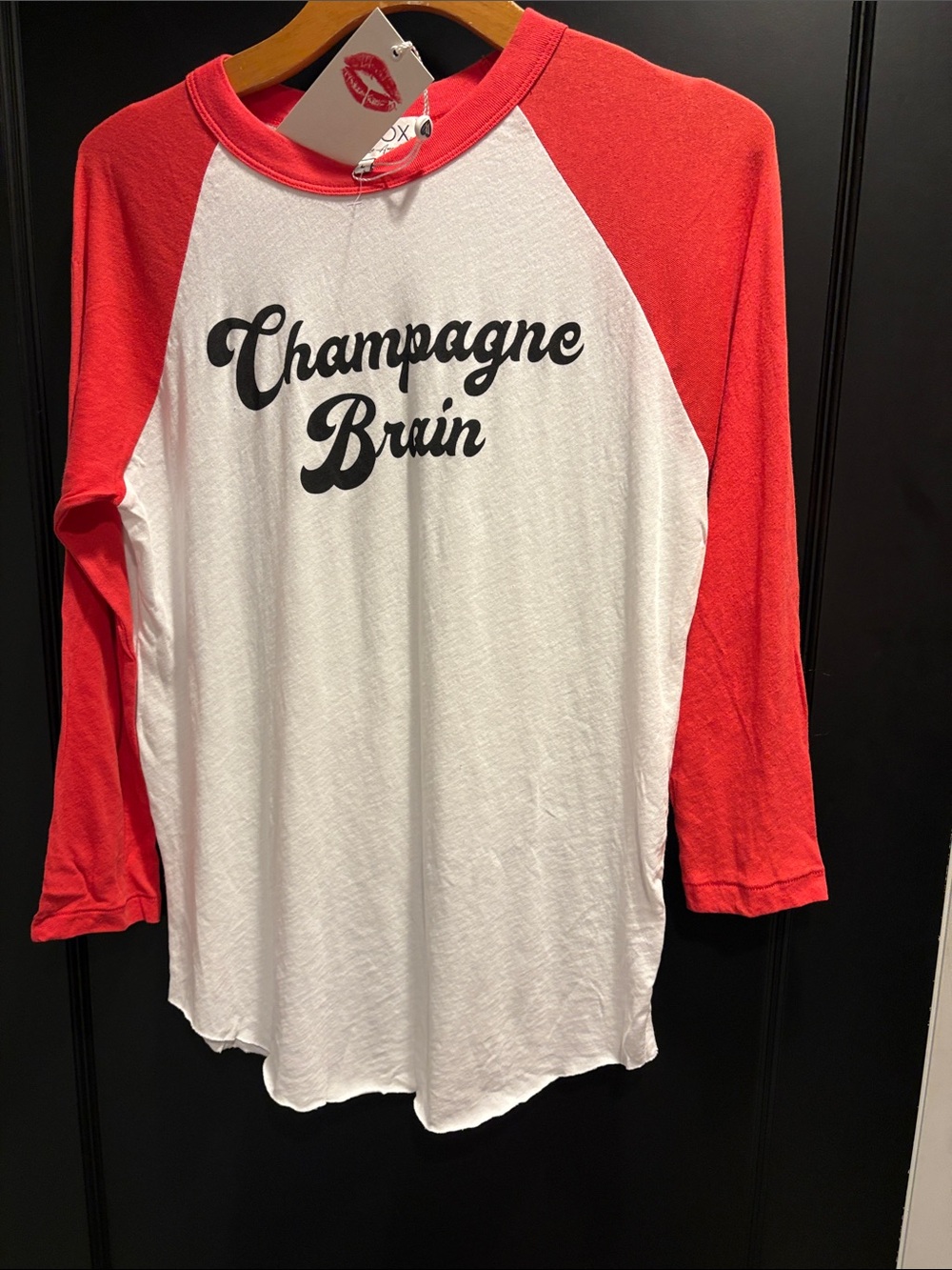 Wildfox White base ball Tee with Red champagne brain nwt 76.00 medium